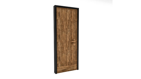 A modern wooden door Low-poly 3D model