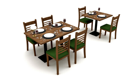 modern restaurant table chair 01 Low-poly 3D model