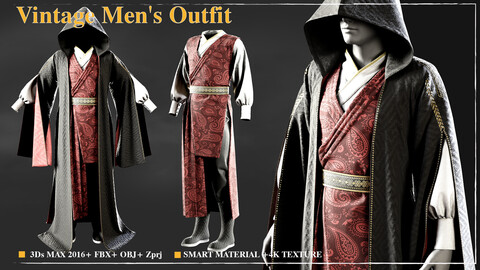 Vintage Men's Outfit/Marvelous Designer / 4k Textures/Smart material