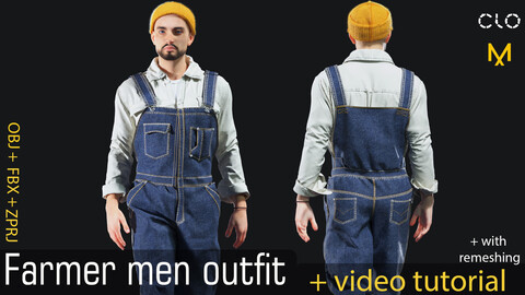 Farmer man outfit-marvelous/clo3D+ video tutorial