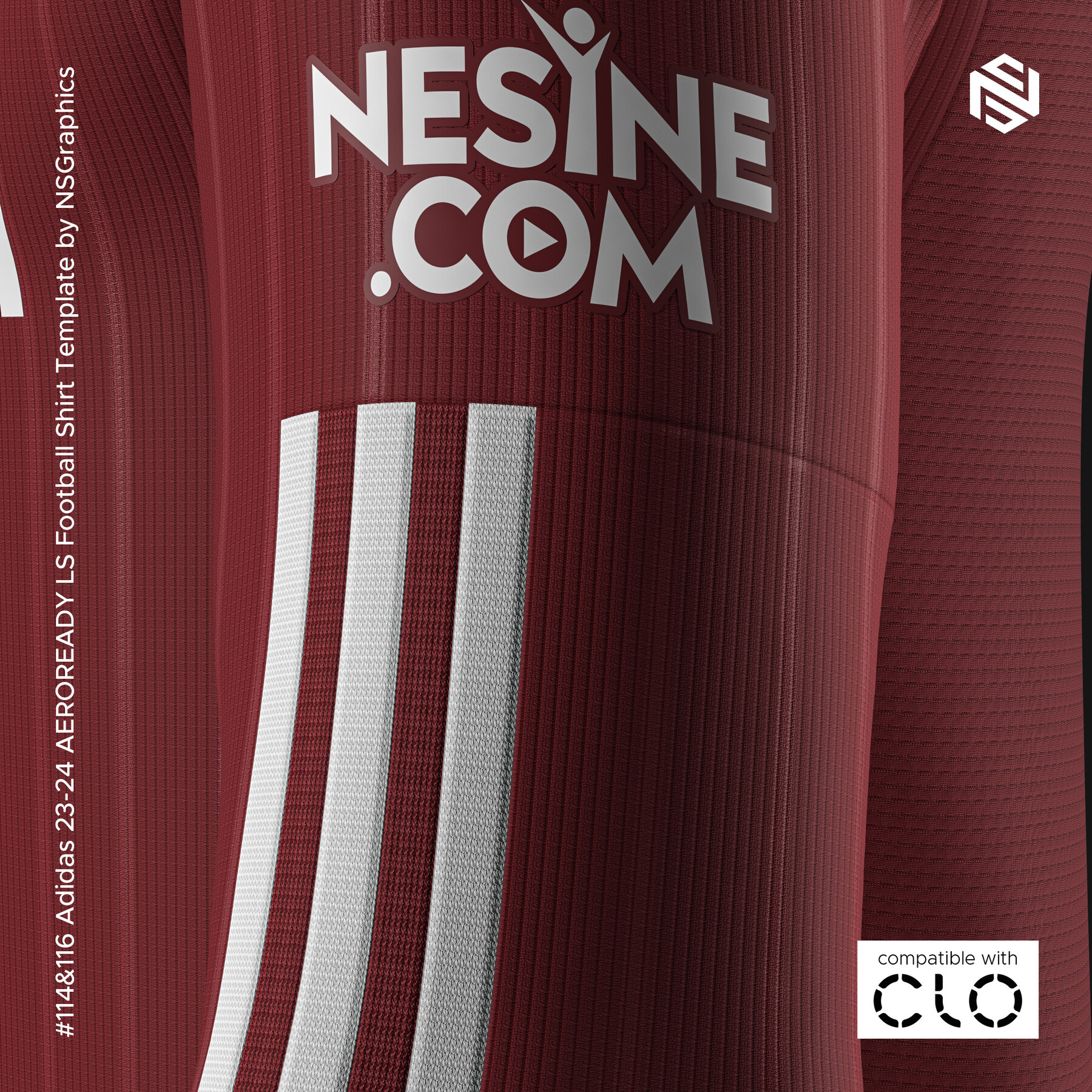 ArtStation - Adidas 23-24 AEROREADY LS Football Shirt Template for CLO 3D &  Marvelous Designer