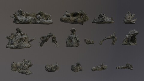 Low Poly Cliff Rock Set For Games