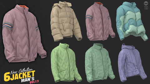 6 models of man's jacketl vol13 / marvelous & clo3d / OBJ / FBX