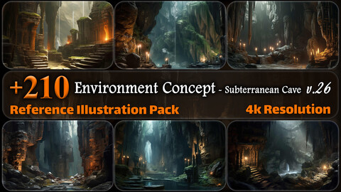 210 Environment Concept - Subterranean Cave Reference Pack | 4K | v.26