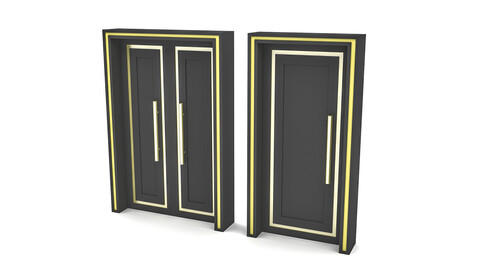 modern gold and black door Low-poly 3D model