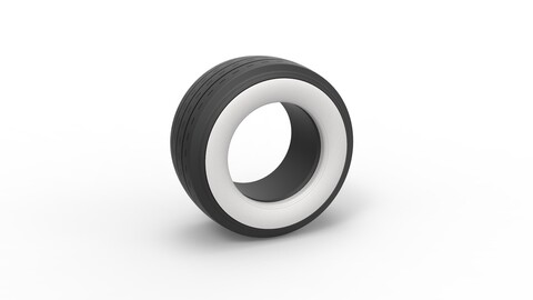 3D printable Diecast Whitewall race tire Scale 1:25
