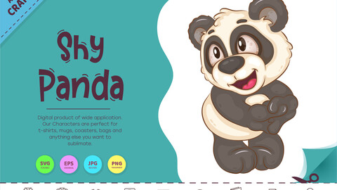 Shy Cartoon Panda. Clipart.