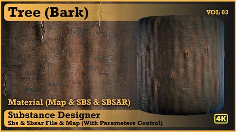 Wood Bark Material - VOL 03 - Maps & SBS & SBsar