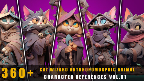 360+ Cat Wizard Anthropomorphic Animal - Character References Vol.01