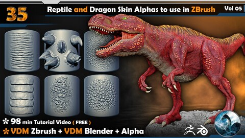 Reptile and Dragon Skin Alphas to use in ZBrush  Vol 05