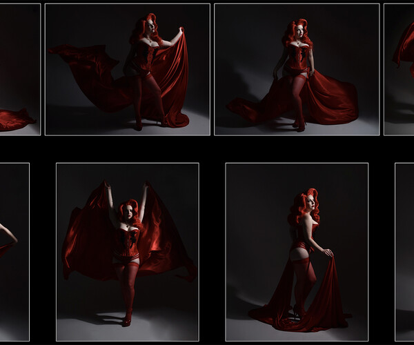 ArtStation - x120 Red Burlesque - model pose reference pack | Resources