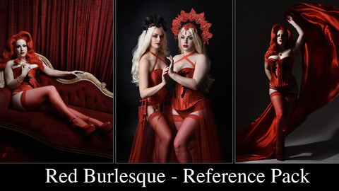 x120  Red Burlesque  - model pose reference pack