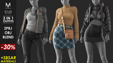 3 in 1 Outfits - Marvelous / CLO Project file