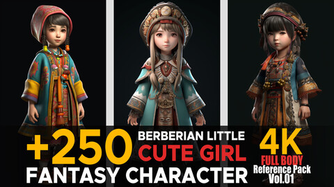 +250 Berberian Little Cute Girl (Fantasy Character) | 4K | Reference Pack