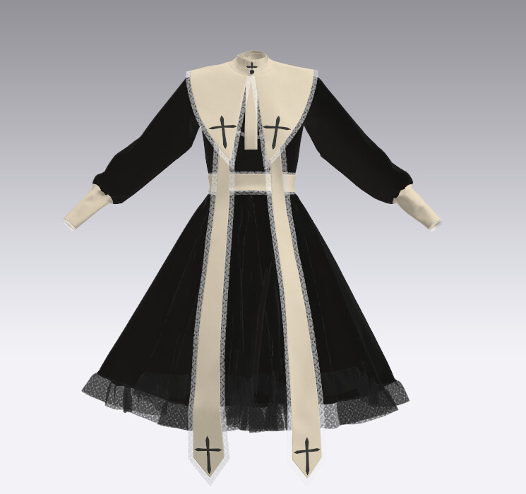 ArtStation - The prayer gothic Lolita dress | Game Assets