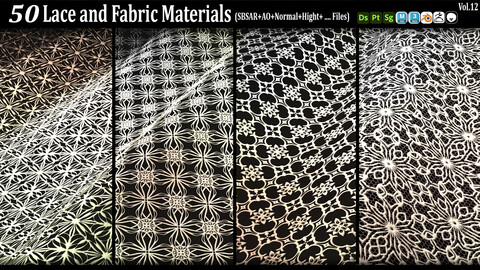 50 Lace and Guipure Materials (SBSAR+AO+NRM+Texture Files).vol12