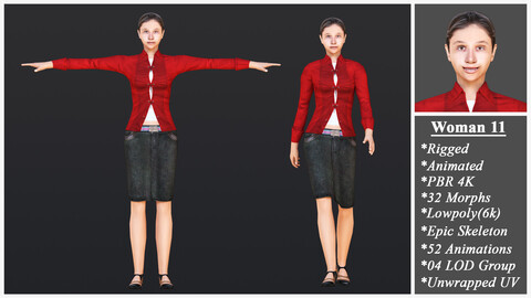 Woman 11 With 52 Animations 32 Morphs