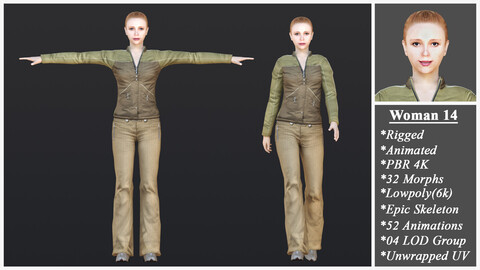 Woman 14 With 52 Animations 32 Morphs