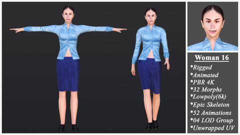 Woman 16 With 52 Animations 32 Morphs