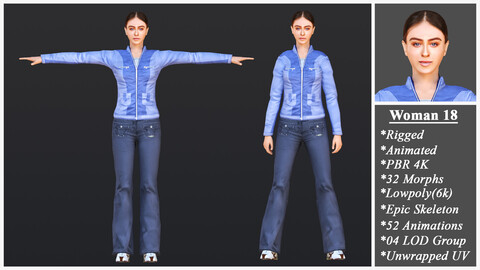 Woman 18 With 52 Animations 32 Morphs