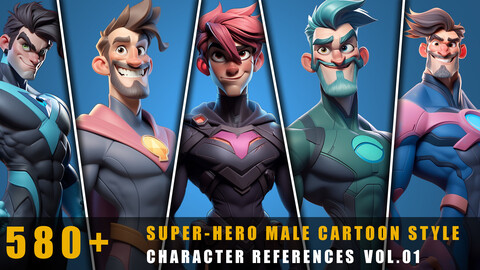 580+ Super-Hero Male Cartoon Style - Character References Vol.01