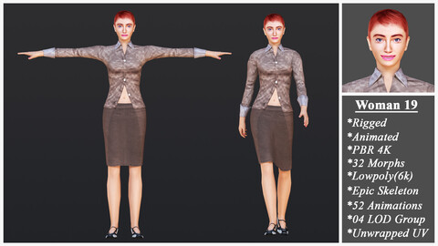 Woman 19 With 52 Animations 32 Morphs