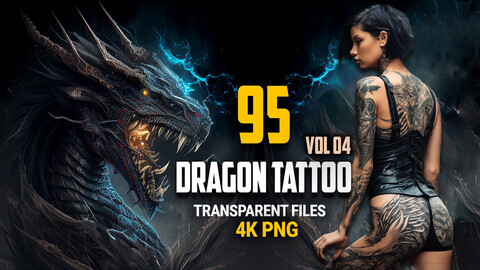 95 Dragon Tattoo (PNG & JPEG Files)-4k - Vol 04
