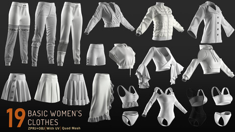 19 Basic Women's Clothes Pack - VOL 02 - Marvelous / CLO Project file