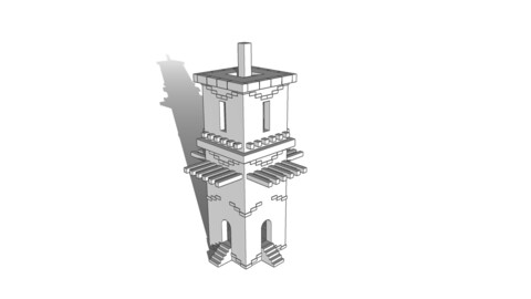 Low polygon old tower Torre antigua  3D