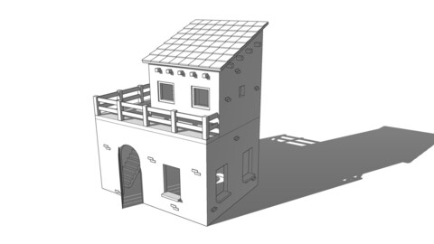 Low polygon village house Casa de pueblo bajo poligonaje 3D