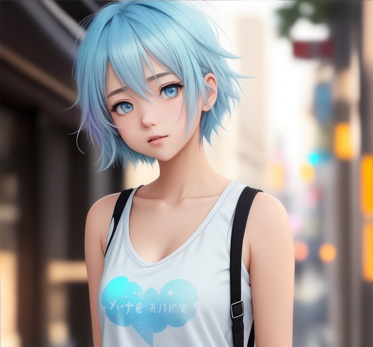 ArtStation - Blue Hair Anime Girl Illustration