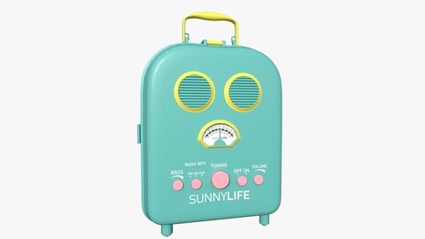 Cartoon Style Stylized Radio Sunnylife Radio Turquoise Edition