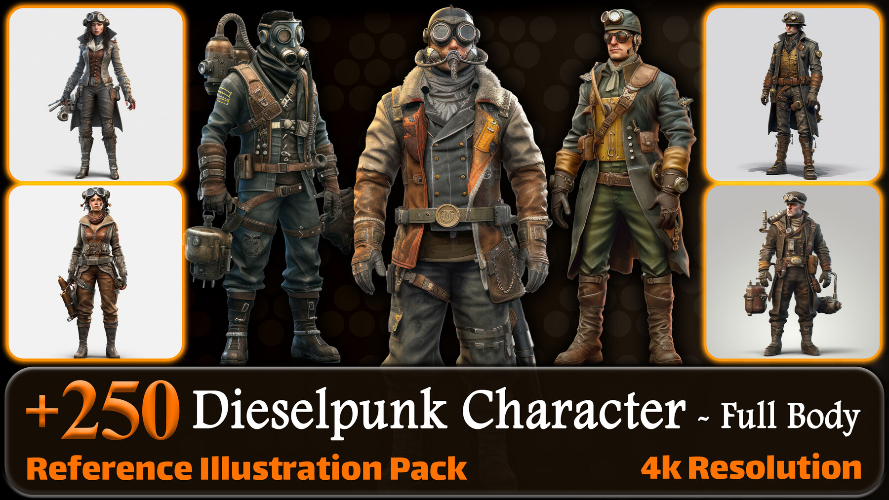 ArtStation - 250 Dieselpunk Character (Full Body) Reference Pack