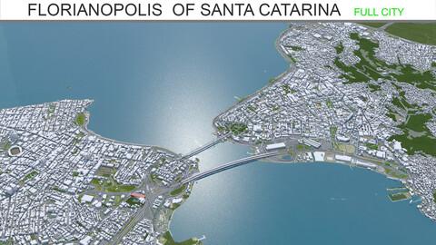 Florianopolis State of Santa Catarina city Brazil 3d model 60km