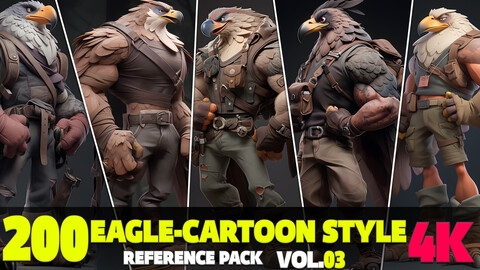 200 4K Eagle-Cartoon Style Reference Pack Vol.03