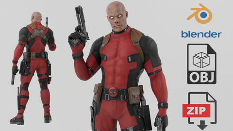 Deadpool Maskless Textured Rigged