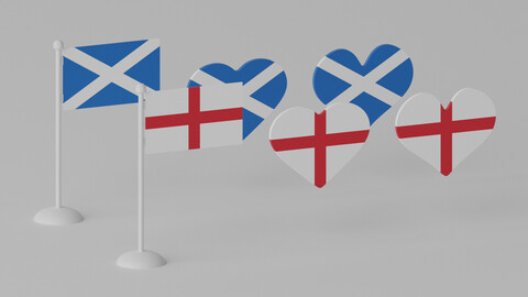 Heart Shaped England and Scotland Flag 3D model