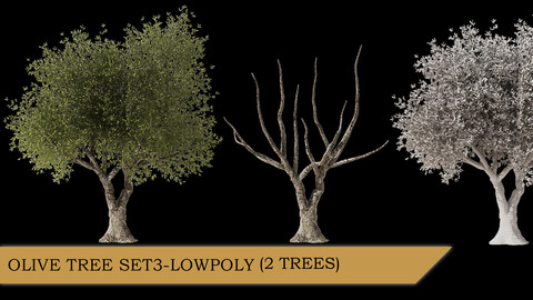 Olive Tree Set 5 - lowpoly (2 trees) (3DSMAX+OBJ+STL+FBX+MAP) (9 FILES)