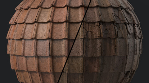 Roof Tile Materials 48- Concrete Roofing by Sbsar generator | Seamless, Pbr, 4k