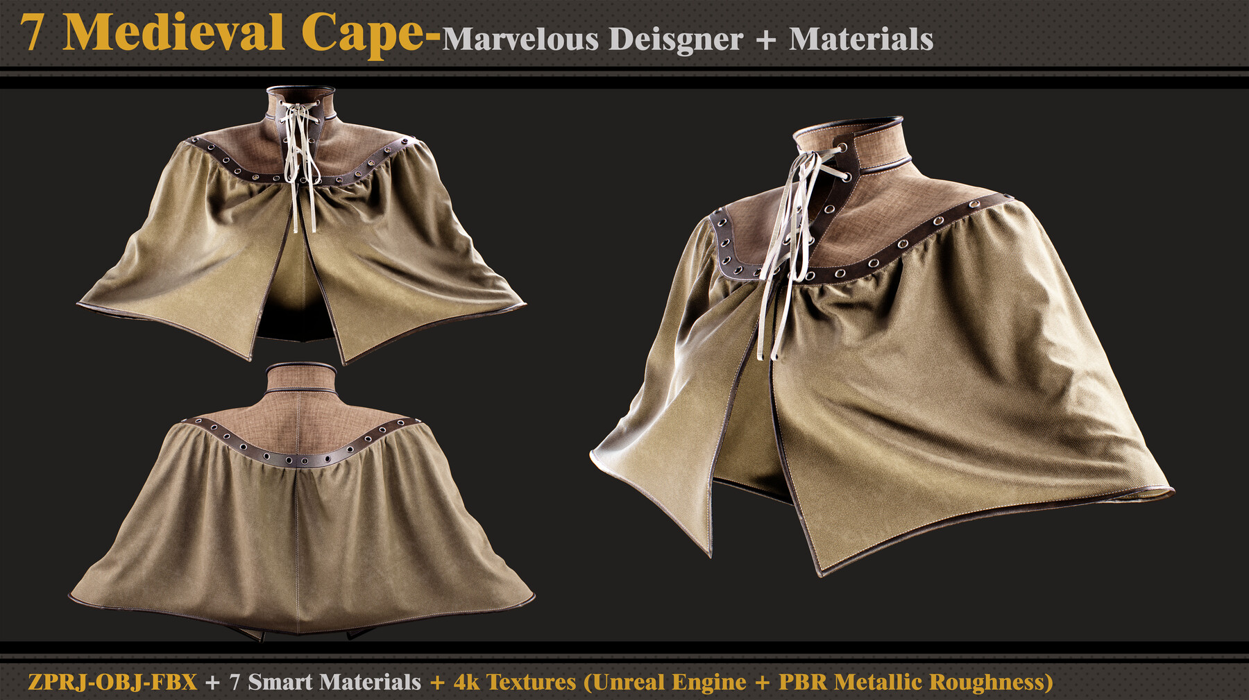 ArtStation - 5 Medieval Corsets/Marvelous Designer-OBJ-FBX-5 Smart  Materials-4K Textures(unreal + PBR)