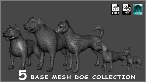 Dog BaseMesh Pack - Topology + UV map