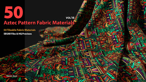 50 Tileable Aztec Pattern Fabric Materials-VOL16. SBSAR