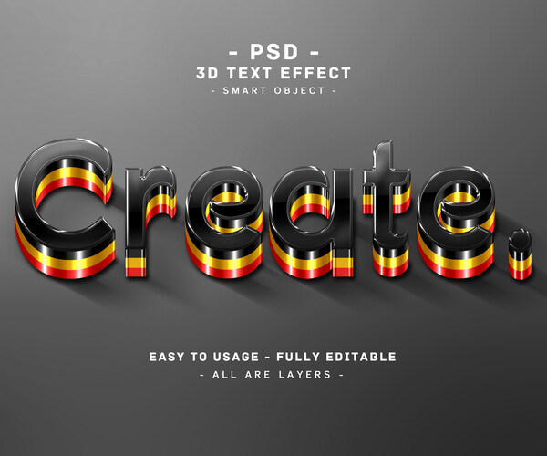 ArtStation - 3D Create. PSD Fully Editable Text Effect. Layer Style PSD ...