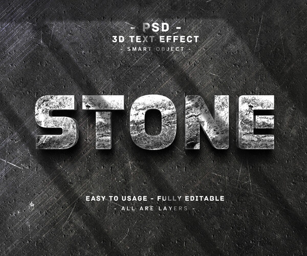 Artstation - 3d Stone. Psd Fully Editable Text Effect. Layer Style Psd 