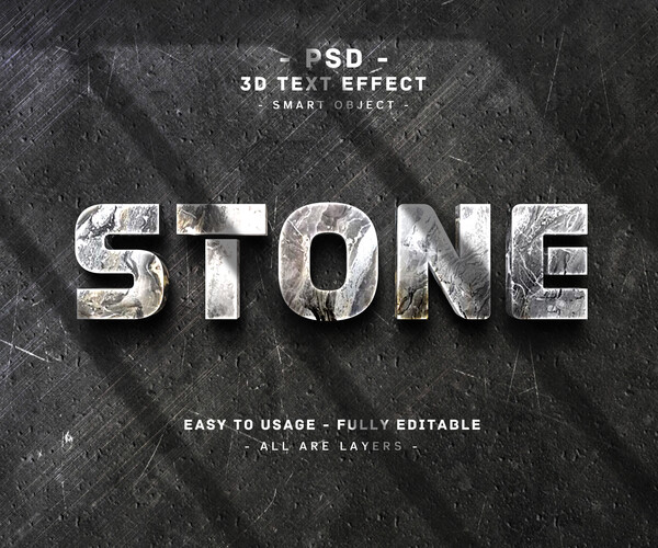 ArtStation - 3D Stone. PSD fully editable text effect. Layer style PSD ...