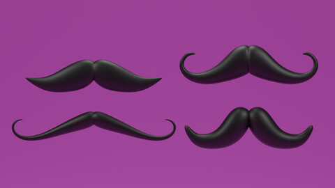 Cartoon Mustache Collection 3D model