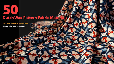 50 Tileable Dutch Wax Pattern Fabric Materials-VOL17. SBSAR