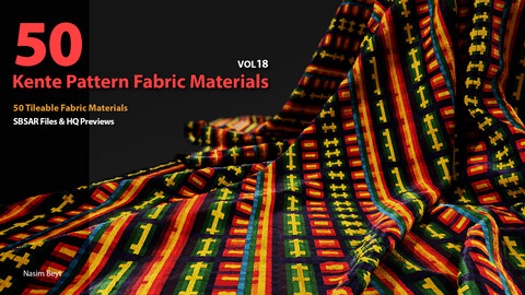 50 Tileable Kente Pattern Fabric Materials-VOL18. SBSAR