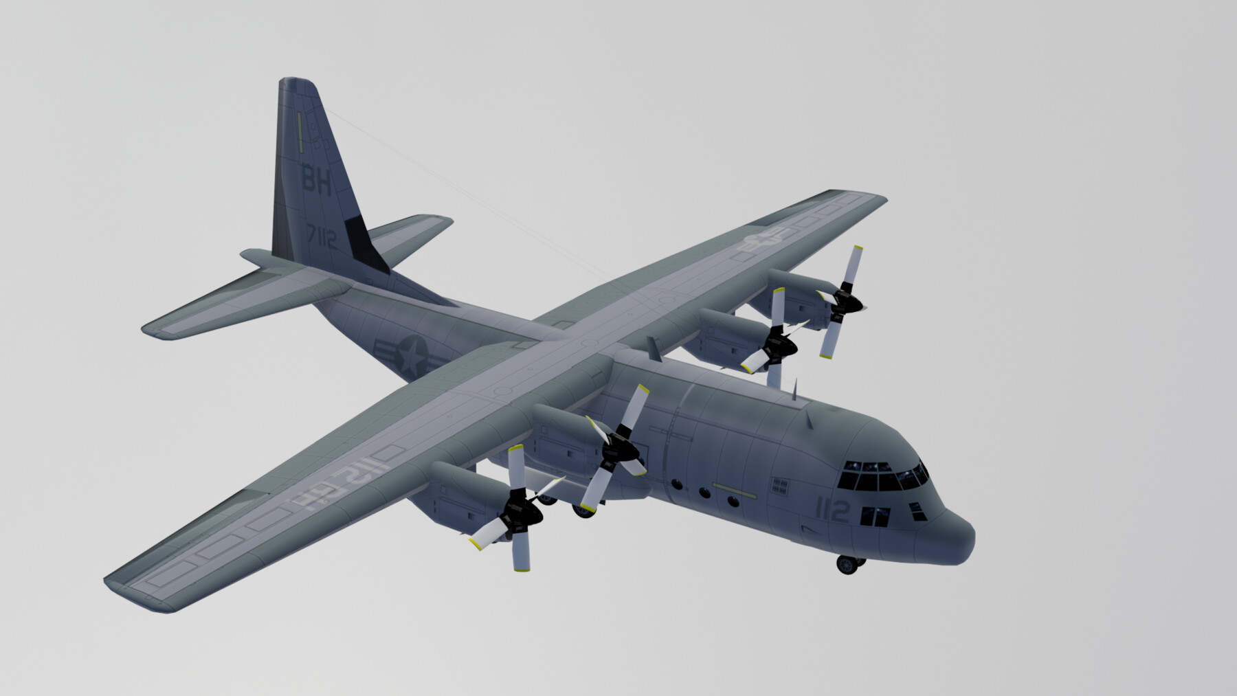 B.R.W. Productions - Lockheed Ac - 130 with interior 3D model Low-poly ...