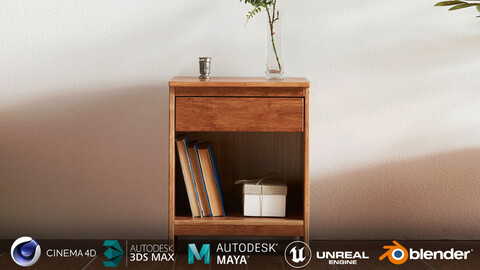 Bell Rubber Wood Simple Solid Wood Mini Bedside Table Shelf